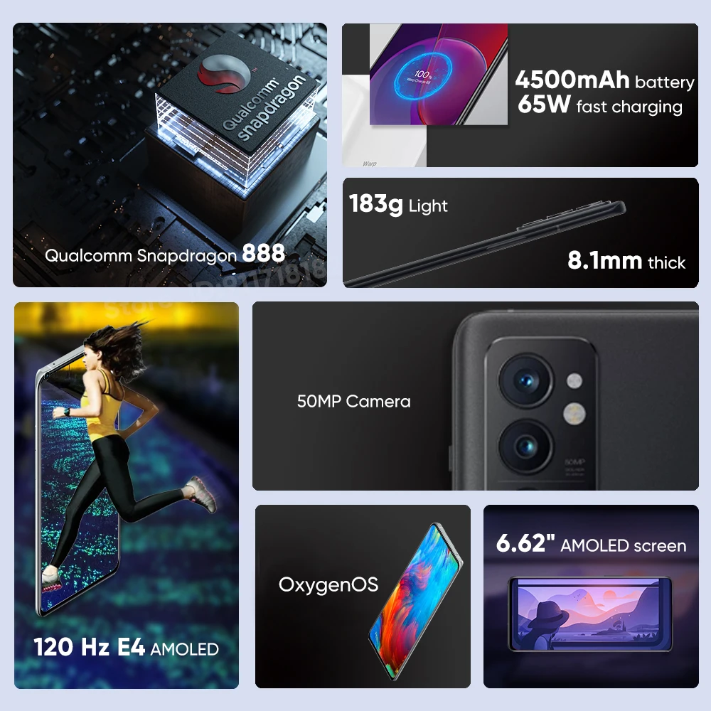 global rom oneplus 9rt 9r t 5g smartphones snapdagon 888 4500mah 120hz 6 62 amoled 65 warp charging cell phone free global shipping