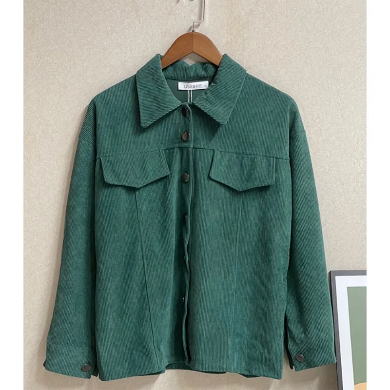 Весенне-осенняя модная Вельветовая куртка с длинным рукавом