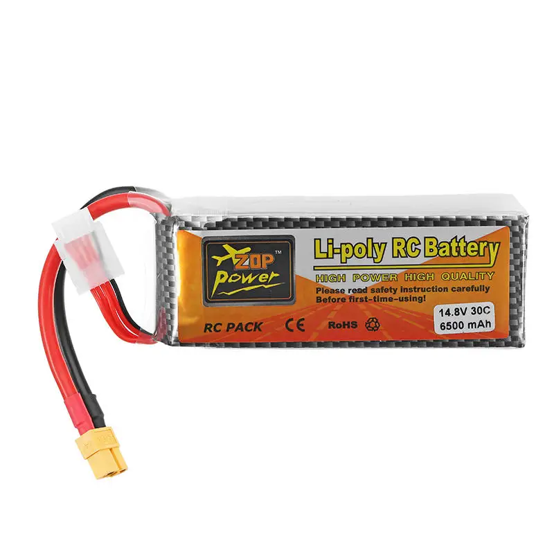 Купи ZOP Power 14, 8 V 6500mAh 30C 4S XT60 Plug Lipo Battery RC Quadcopter Car за 3,557 рублей в магазине AliExpress