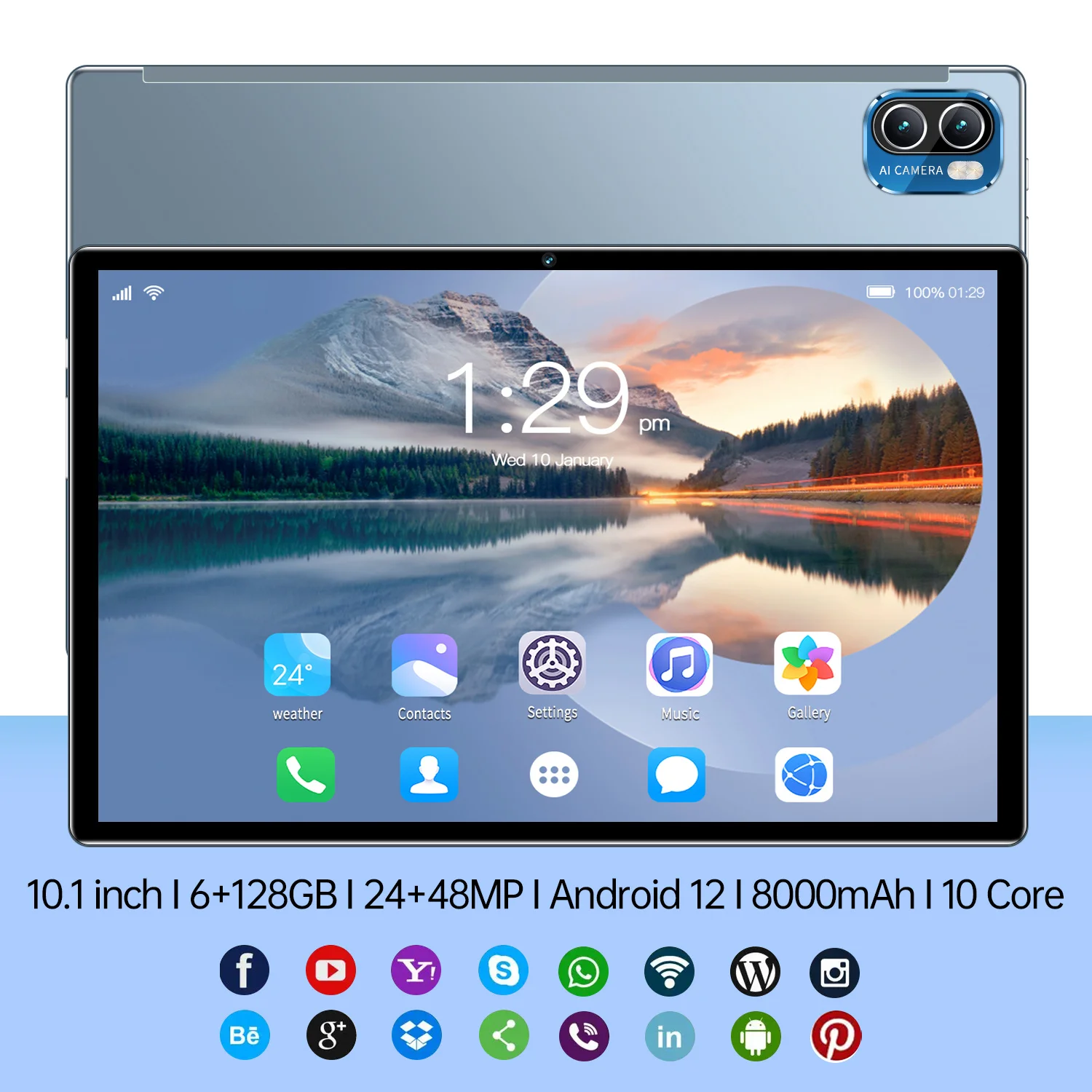 

2023 Global Version 10 Core 10.1 inch Tablet pc 6GB RAM 128GB ROM 1200*800IPS Dual Sim 4G Tablets Android 12