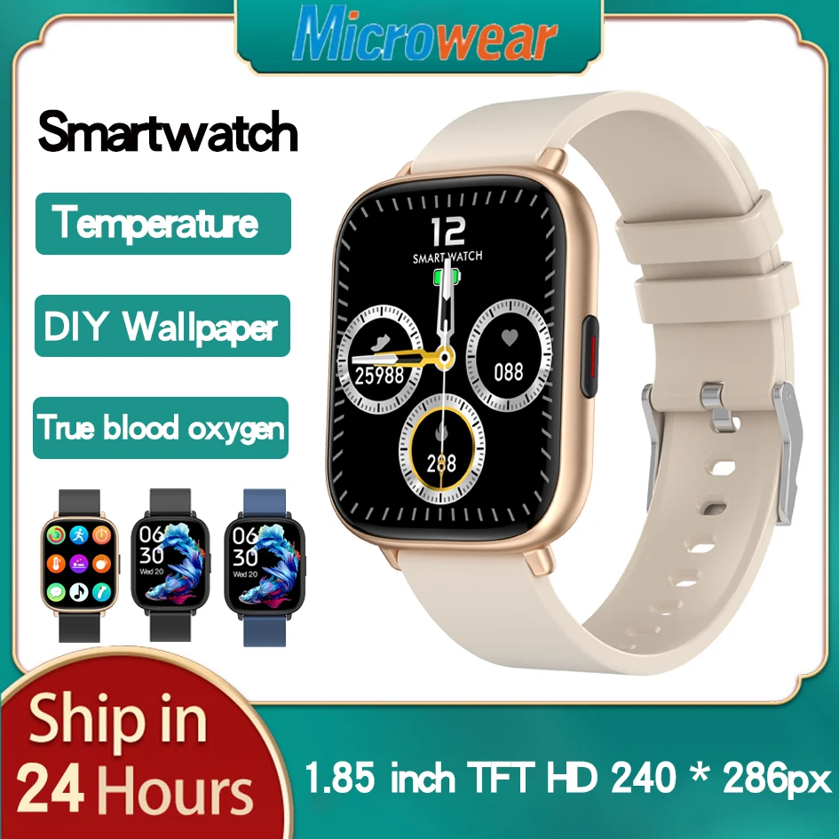 

2022 New Men 1.85 Inch Heart Rate Smart Watch Waterproof Sport Fitness Tracker Women True Blood Oxygen Temperature Smartwatch