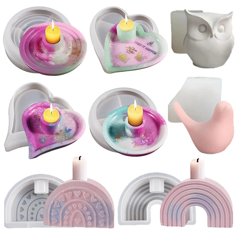 

Round Heart Shape Silicone Molds DIY Plaster Resin Holders DIY Animal Resin Plaster Mould Home Decoration Desk Decor Gifts