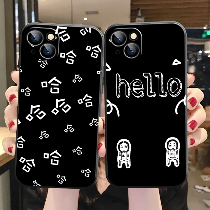 

Cute Hello Phone Case For iPhone 12 11 13 Pro MAX X XR XS MAX 13 12 Mini 6 6S 7 8 Plus SE 2020 Funda Coque Carcasa Cases Back