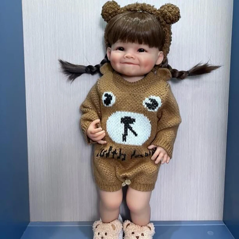 

NPK 55CM Full Body Lifelike Soft Silicone Vinyl Reborn Toddler Bebe Girl Doll which can stand with Almost Straight Legs