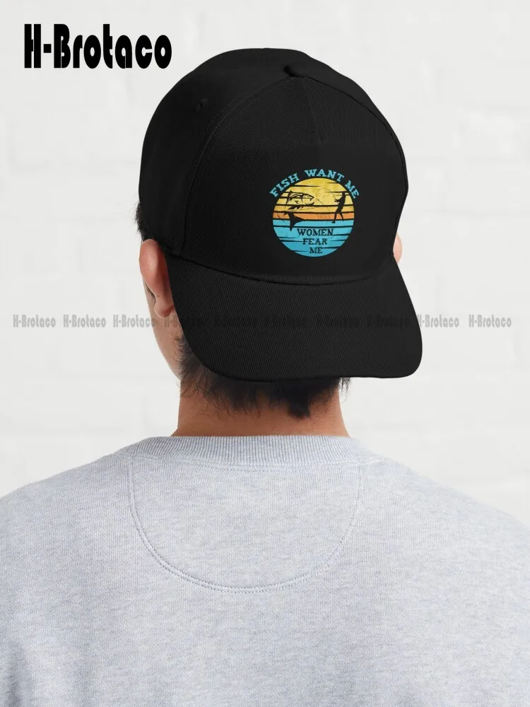 Fish Want Me Women Fear Me Dad Hat Cap For Men Outdoor Climbing Traveling Denim Color Hip Hop Trucker Hats Custom Gift Cartoon