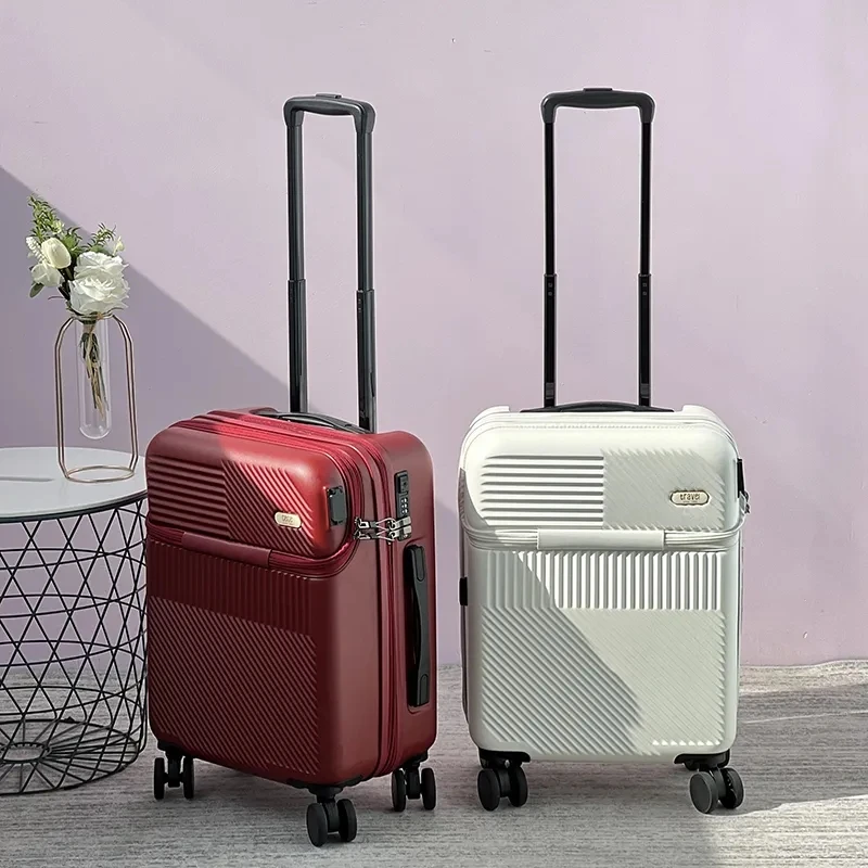 Front opening USB Rolling Luggage Spinner 20 inch light Suitcase Wheel Cabin Trolley Women's Handbag Travel Bag mala de viagem