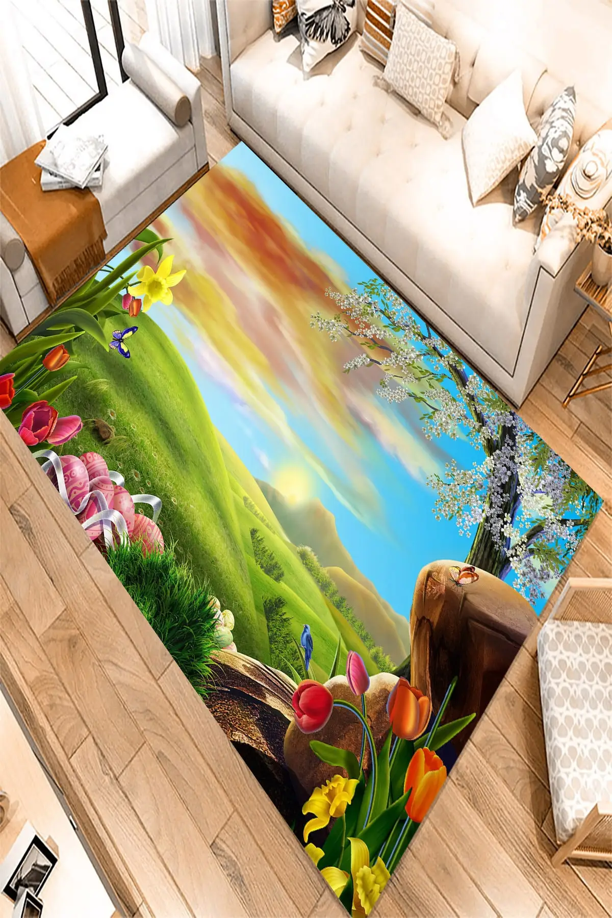 

Чехол для домашнего декора, напольные ковры, чехол для ковровых покрытий с цифровым принтом пейзажа и цветов
