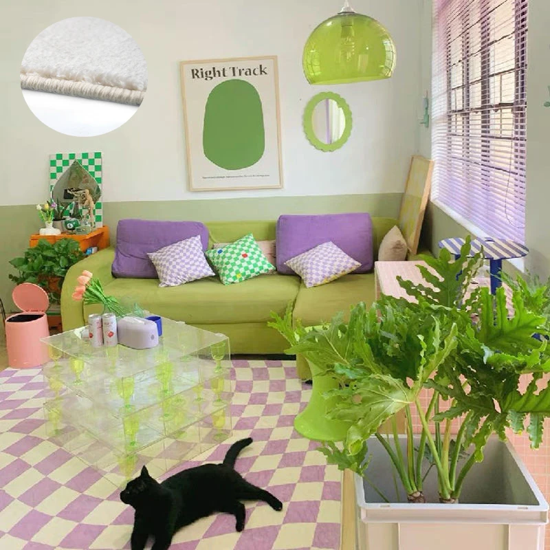 

Японский Корейский стиль шахматные ковры имитация кашемира парный Декор Ковер большой площади ковер плюшевый толстый ковер для спальни