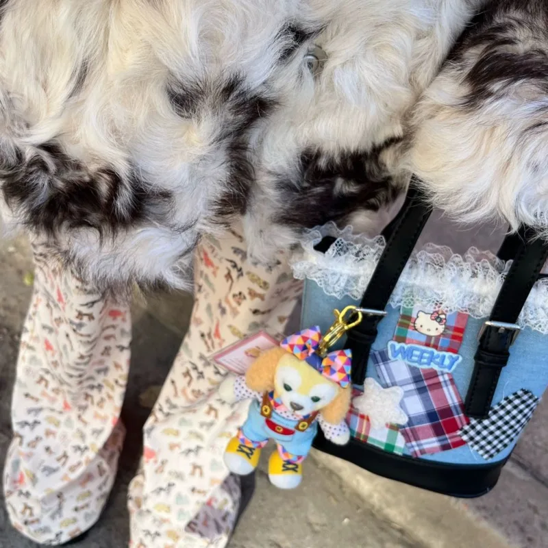 Сумка-ведро Miniso Sanrio Hellokitty Y2k ​ Кружевная лоскутная винтажная сумка с вышитыми