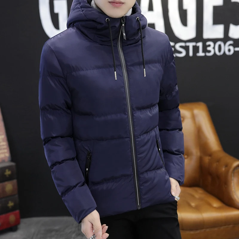 2022 New Winter Men's High-Quality Hand-Plugged Cotton Hooded Thickened Fashion Cotton Coat Men's Cotton Coat Casual Down Jacket