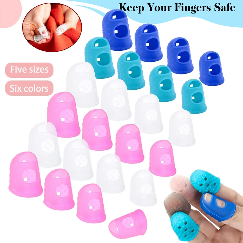 

5/10Pcs Silicone Finger sleeve Slip Antis-scalding Needle Flip Book Money Playing Piano Thimble Tip Hollowed Out Breathable