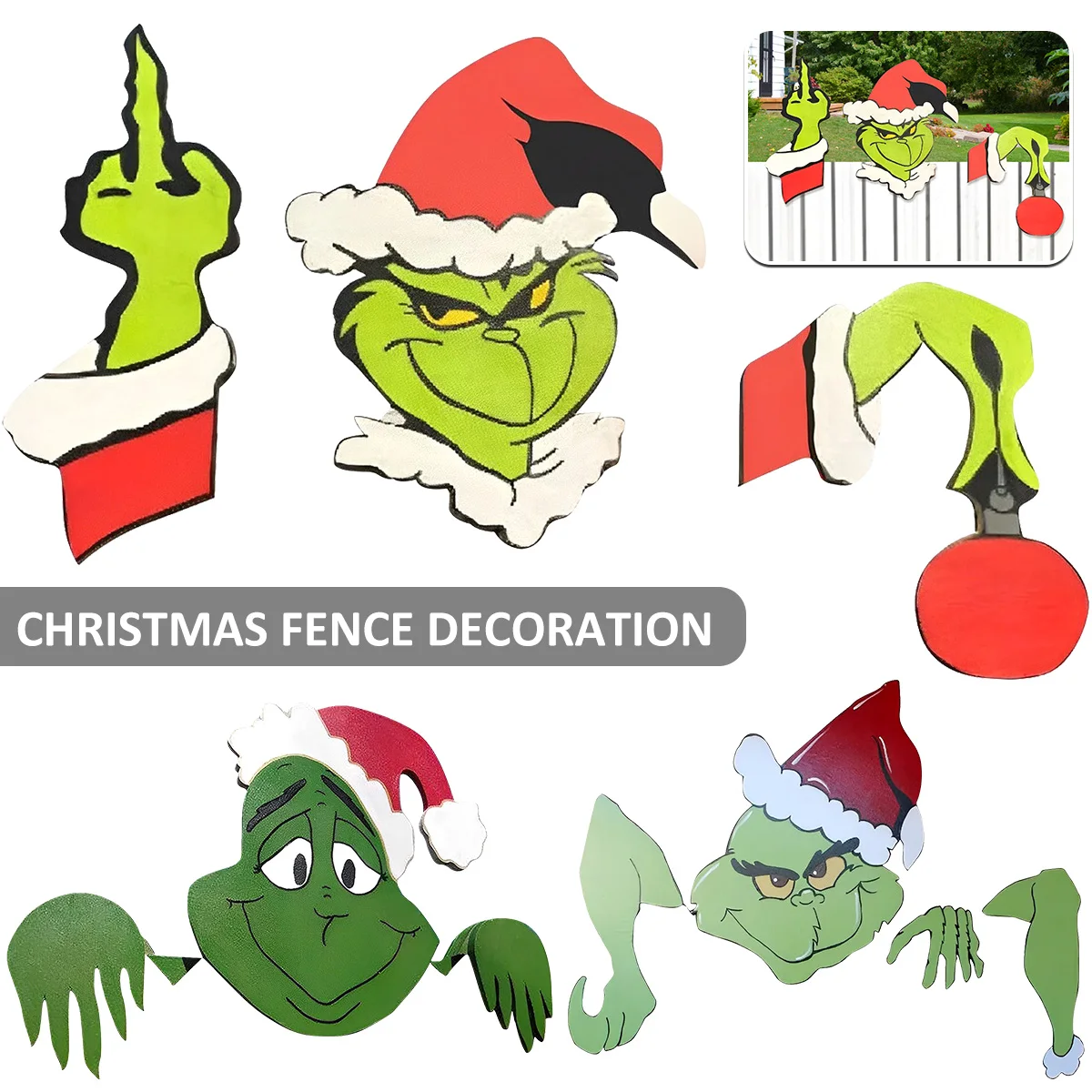 

Украшение для забора, зеленое деревянное украшение в виде монстра с красной шляпой