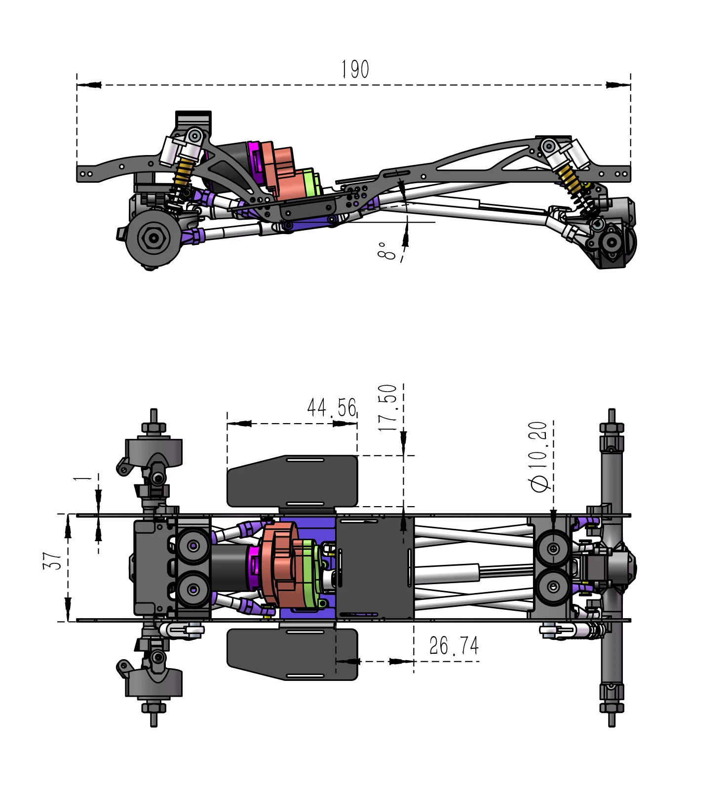 Фото Титановая рама MEUS RACING SCX24 LCG Chassis TC4 для обновлений гусеничного радиоуправляемого автомобиля Axial SCX24 1/24 №5