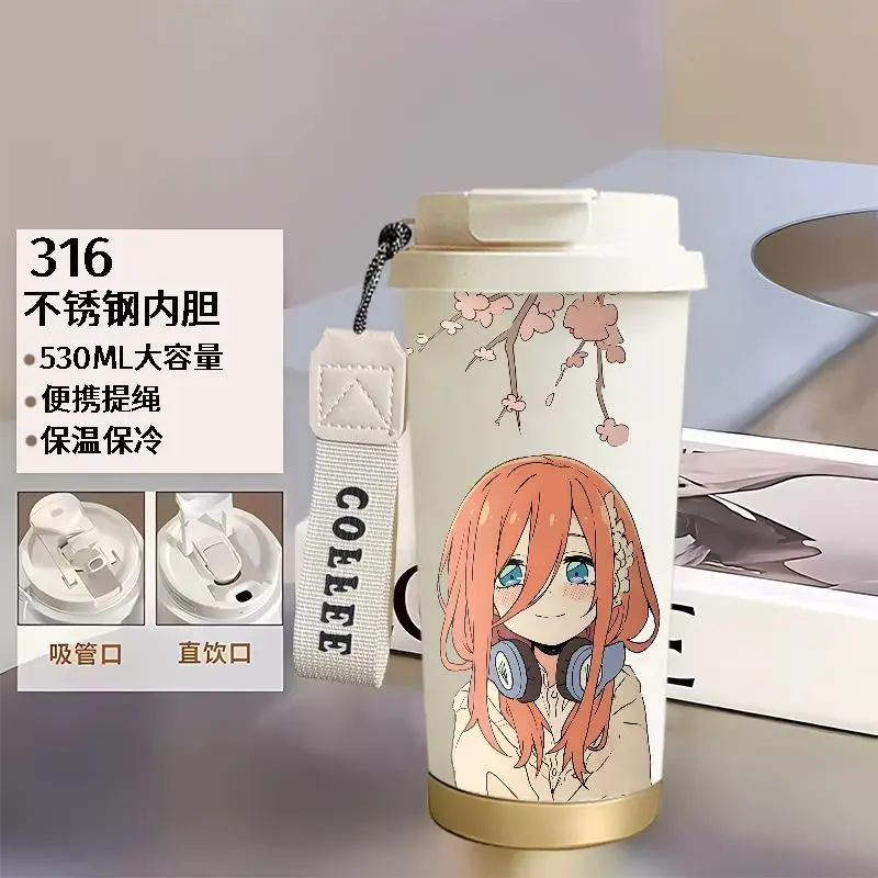 Фото Термокружка The Quintessential Quintuplets: Милая, модная, креативная, с внутренней частью из нержавеющей стали 316, для холодных напитков, подарок №4
