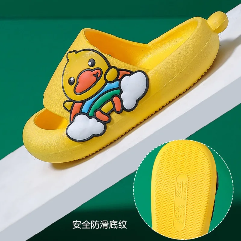 2023 New Summer Baby Home Slippers Soft Sole Non-slip Toddler Slides Cartoon Cute Yellow Duck Slippers Boys Girls Bathroom Slide enlarge