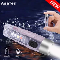 asafee s12 mini keychain flashlight sst20 400600lm waterproof 10 modes forceful lighting type c work running camping outdoors