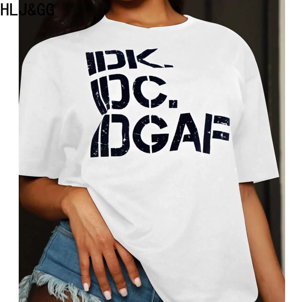 

Женские свободные футболки HLJ & GG, повседневные топы с коротким рукавом и круглым вырезом, стильная уличная одежда в стиле Харадзюку, лето 2023