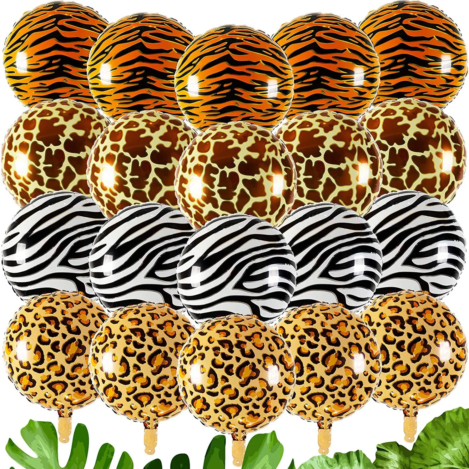 

20Pcs 18inch Round Foil Balloons Tiger leopard Zebra Pattern Helium Balloon Globos Jungle Safari Tropical Party Decor Supplies