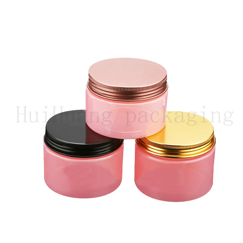 

30pcs 100g Frosted Pink round Plastic bottle Jars Containers with Aluminum Lids for Cosmetic Packaging Container for cosmetics
