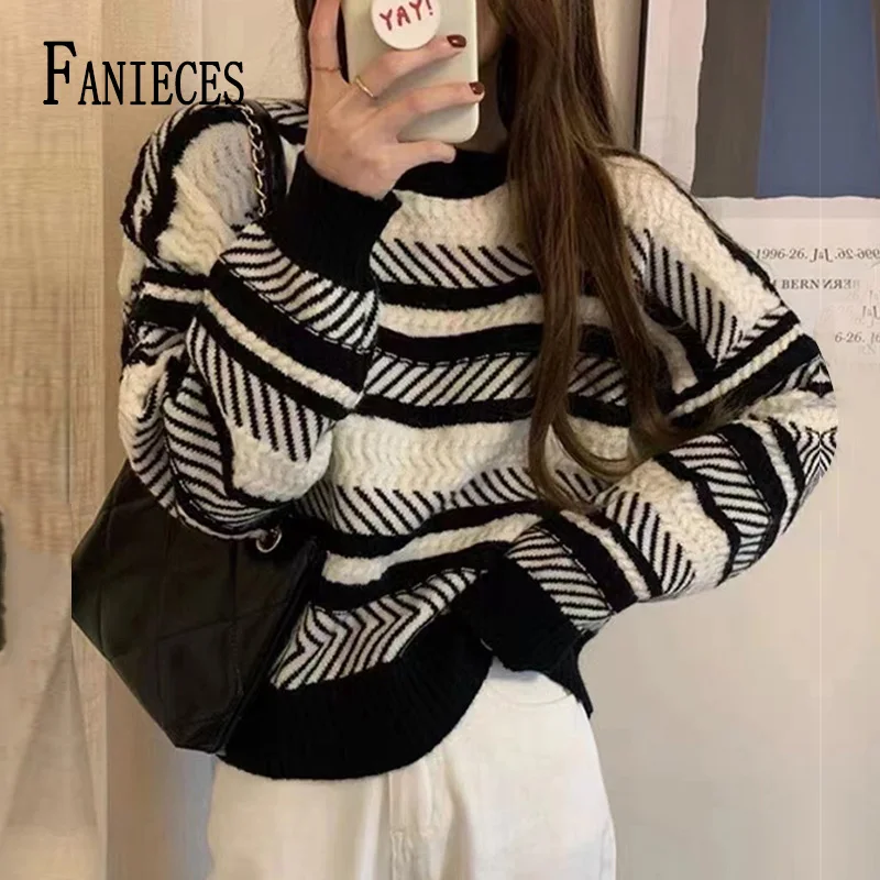 

Женские облегающие свитера FANIECE, джемперы, зимний женский однотонный базовый эластичный вязаный пуловер с длинным рукавом и круглым вырезо...