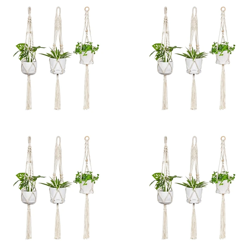 Hanging Planters For Indoor Plants,12 Pack Single Tier Plant Macrame Hangers, Handmade Cotton Rope Hanging Plant Holders