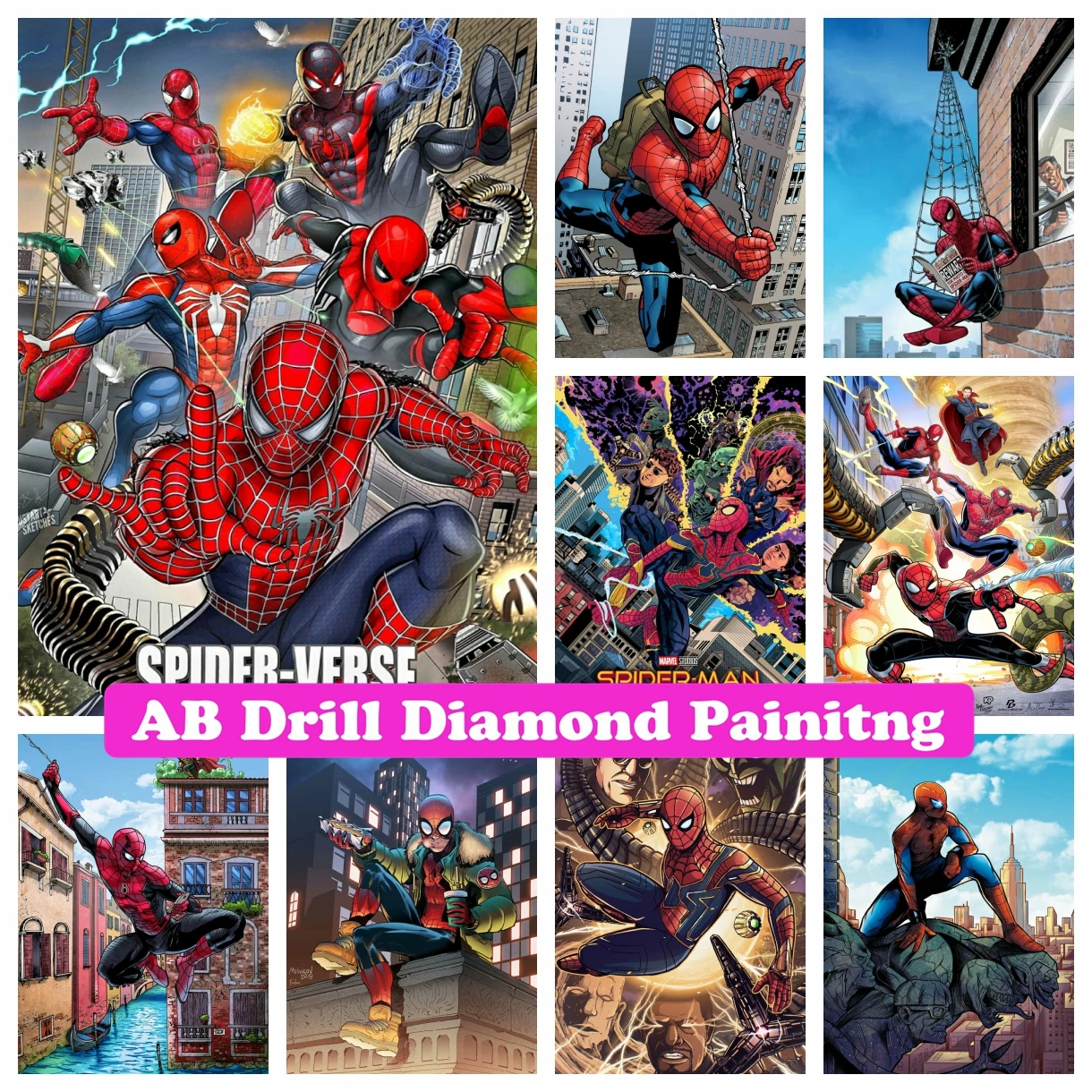 

Spiderman Comics 5D DIY AB Drill Diamond Painting Mosaic Marvel Cartoon Embroidery Cross Stitch Picture Crafts Children's Gifts