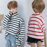 bjd doll clothes redwhiteblack long sleeve turtleneck striped sweatshirt 14 16 uncle fashion top mdd yosd doll accessories