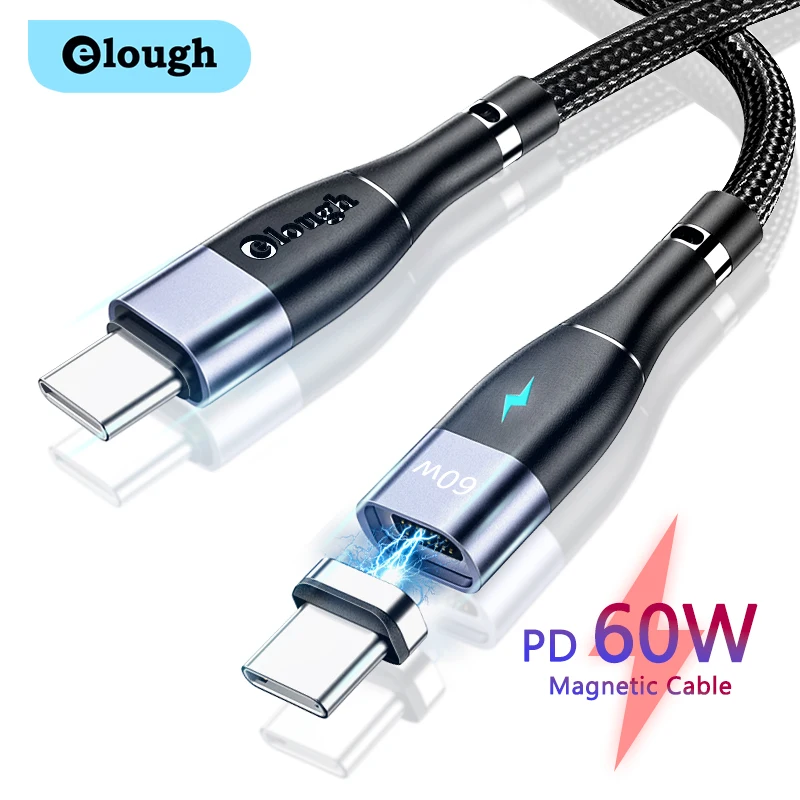 

Elough Magnetic Cable 60W USB C To Micro USB Type C Cable 5A Quick Charge 4.0 USBC PD Cable for Xiaomi POCO Samsung Macbook iPad