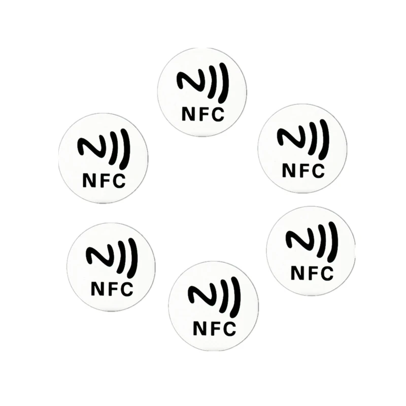 

6PCS NTAG 213 NFC Stickers Adhesive 1'' Round Tags Compatible with IOS13 and TagMo 144 Bytes Memory Fully Programmable