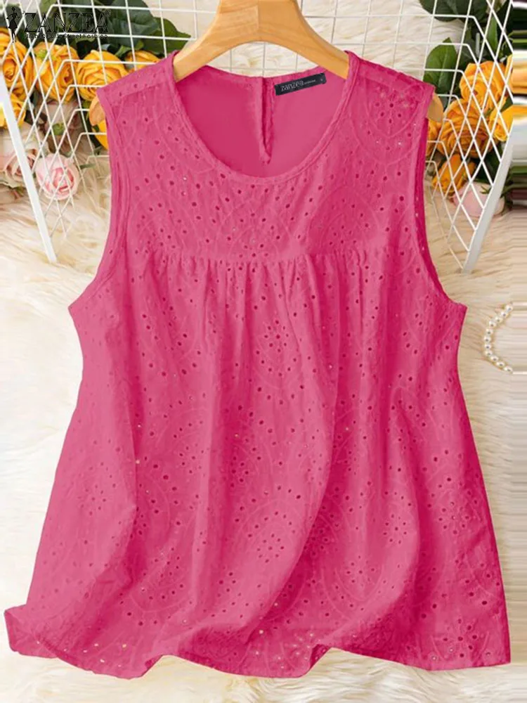 Корейский кружевной лоскутный Топ ZANZEA без рукавов женские летние майки 2024 модный