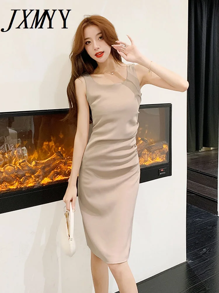 

JXMYY модный дизайн Слинг платье для женщин Лето 2022 новый тонкий без рукавов элегантная темпераментная длинная юбка