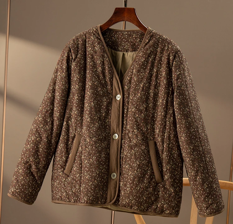 Indie Folk Retro Jackets for Women 2022 Cotton Autumn/Winter Spliced Single Breasted Wide-waisted Casacos De Inverno Feminino