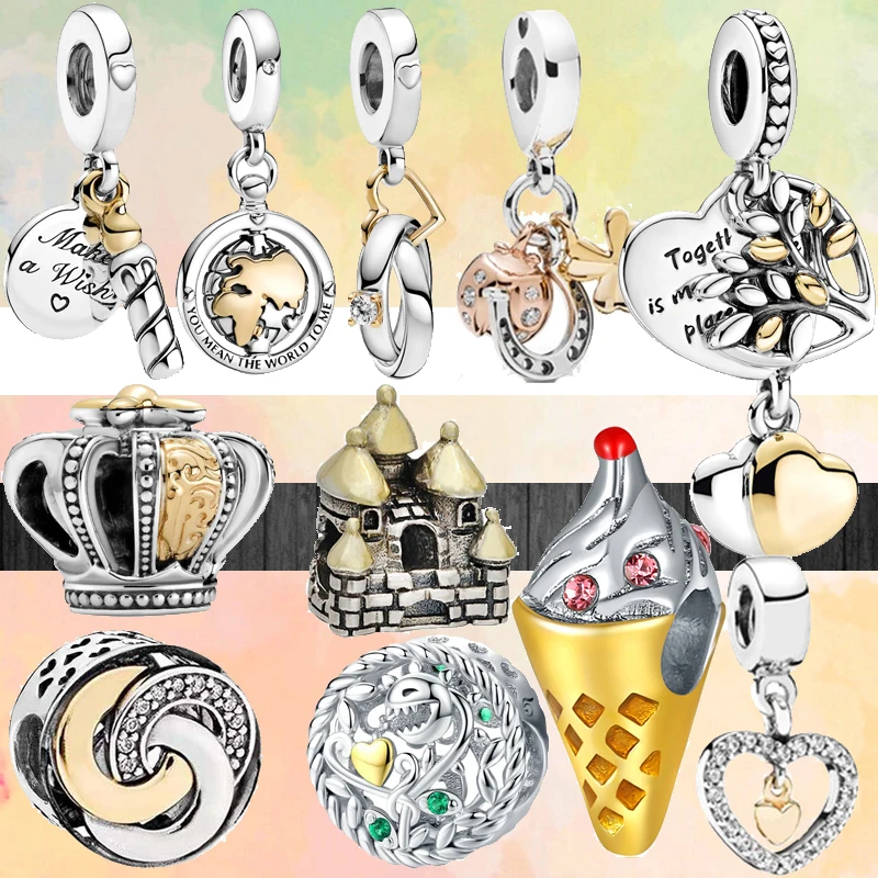 2022 г. золотой цвет Корона земли сердце свеча замок бусины подходят для