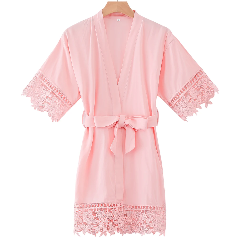 Flower girl Robes Rayon Floral lace trim robes Bridal Kids Kimono Robes party robe KR002