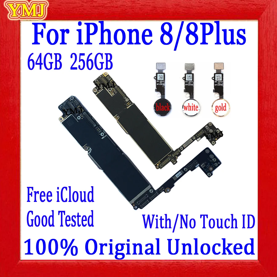 64GB 256GB For IPhone 8 8 Plus motherboard with/no Touch ID mainboard for iphone 8 8P logic board Tested Good Support ios update