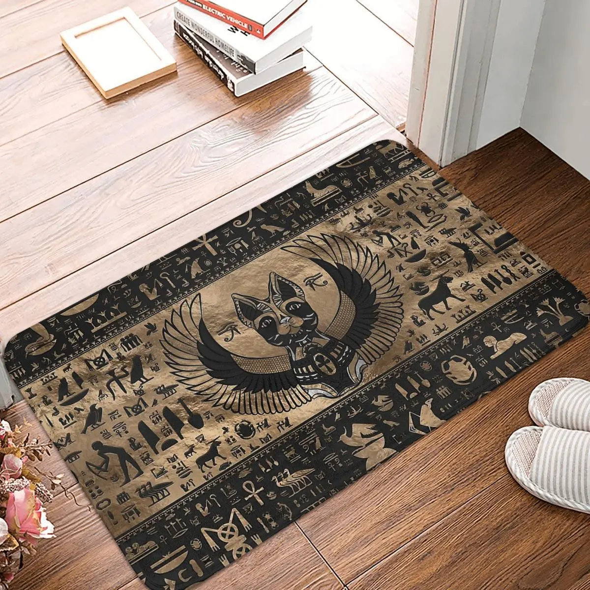 

Ancient Egypt Non-slip Doormat Egyptian Cat Goddess Bastet Living Room Kitchen Mat Outdoor Carpet Indoor Pattern Decor