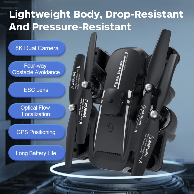

Drone 4K Profesional S8 GPS 5G WIFI 8K HD Camera Drone Rc Distance 5000m Drones HD Wide-Angle Dual Camera RC Quadcopter Gift Toy