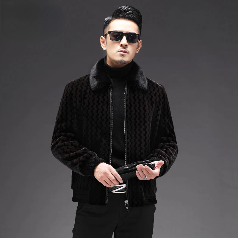 

2023 Men's Autumn Winter Fashion Short Genuine Fur Jackets Men Sheep Shearing Warm Outerwear Male Real Fur Casual Coats V106