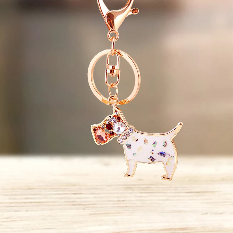 Милый стразы Искусственный хрустальный пудель брелок для ключей сумка