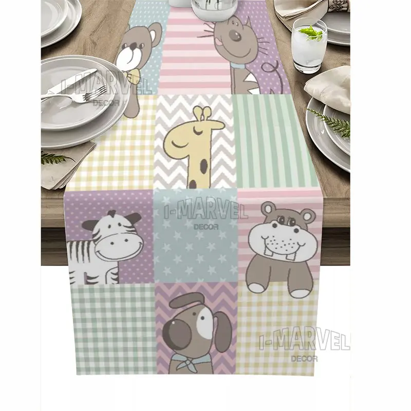 

New Cartoon Table Runner Kindergarten Children Cute TableCloth Waterproof and Oil-proof Birthday Banquet Family Party Table Mats