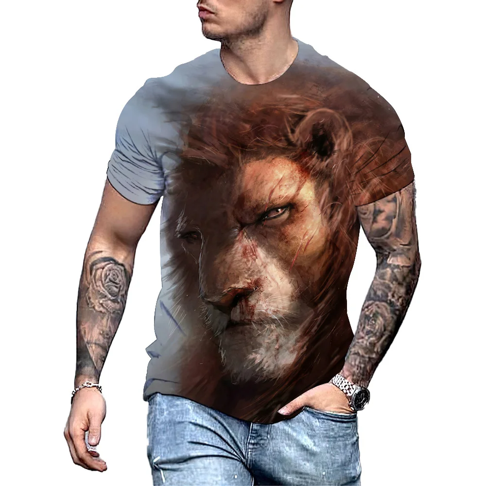 Summer Trend 3D Popular Pattern Short Sleeve Hip Hop Animal Graphic T Shirts Comfortable Material Casual Sports Round Neck T Shi