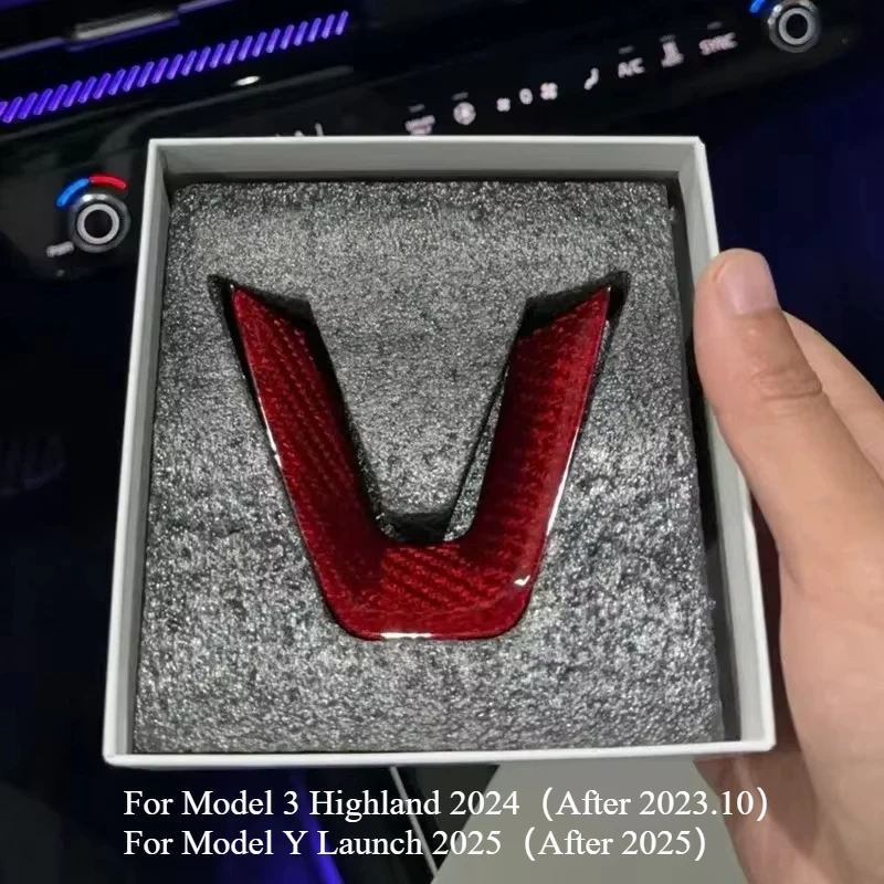 

Накладка На Руль Из Настоящего Углеродного Волокна Для Tesla Model Y И Новой Модели 3 Highland 2025 Launch, Декоративная Накл...
