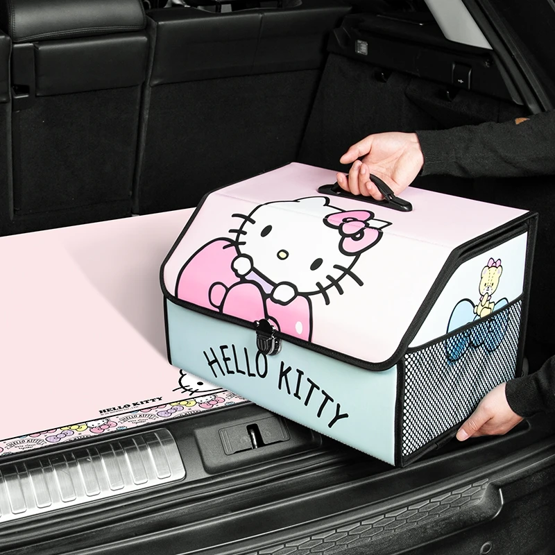 

Sanrios Hello Kitty кавайная серия аниме мультфильм милый автомобильный багажник коробка для хранения Pu портативная коробка для хранения мелочей Рождественский подарок