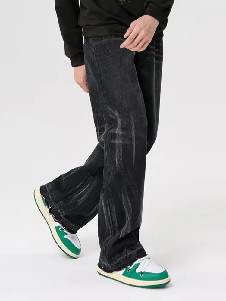 Y2K Mens Jeans New Arrival Loose Black Jeans for Men, Simple and Trendy Style, Easy Matching Long Pants, Perfect for Casual Wear