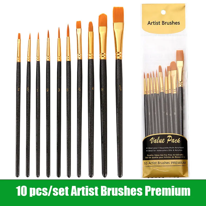 Artist Nylon Paint Brush Professional Watercolor Acrylic Wooden Handle Drawing Brushes Art Supplies Stationery