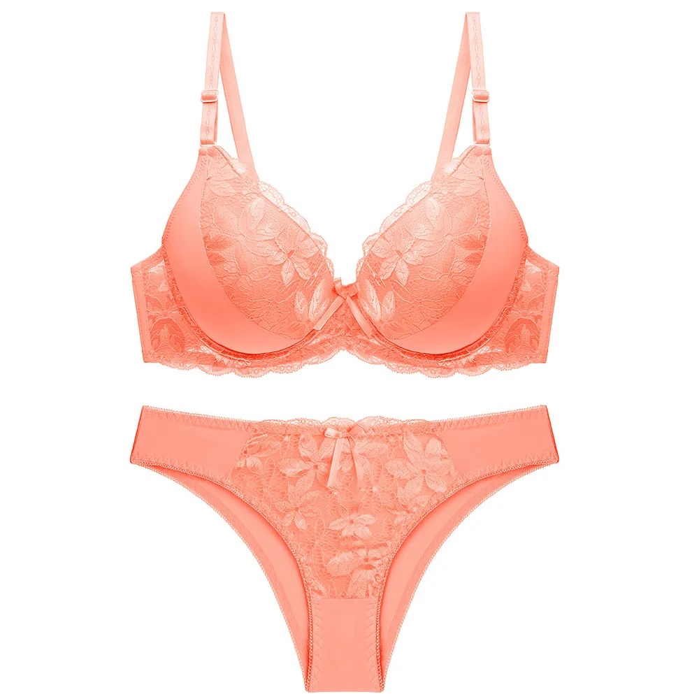 Underwear Women Set Sexy Lace Bra Set Underwear Set Solid Female Women Underwire Push Up Cup A B C 32 34 36 38 40 42 44 46