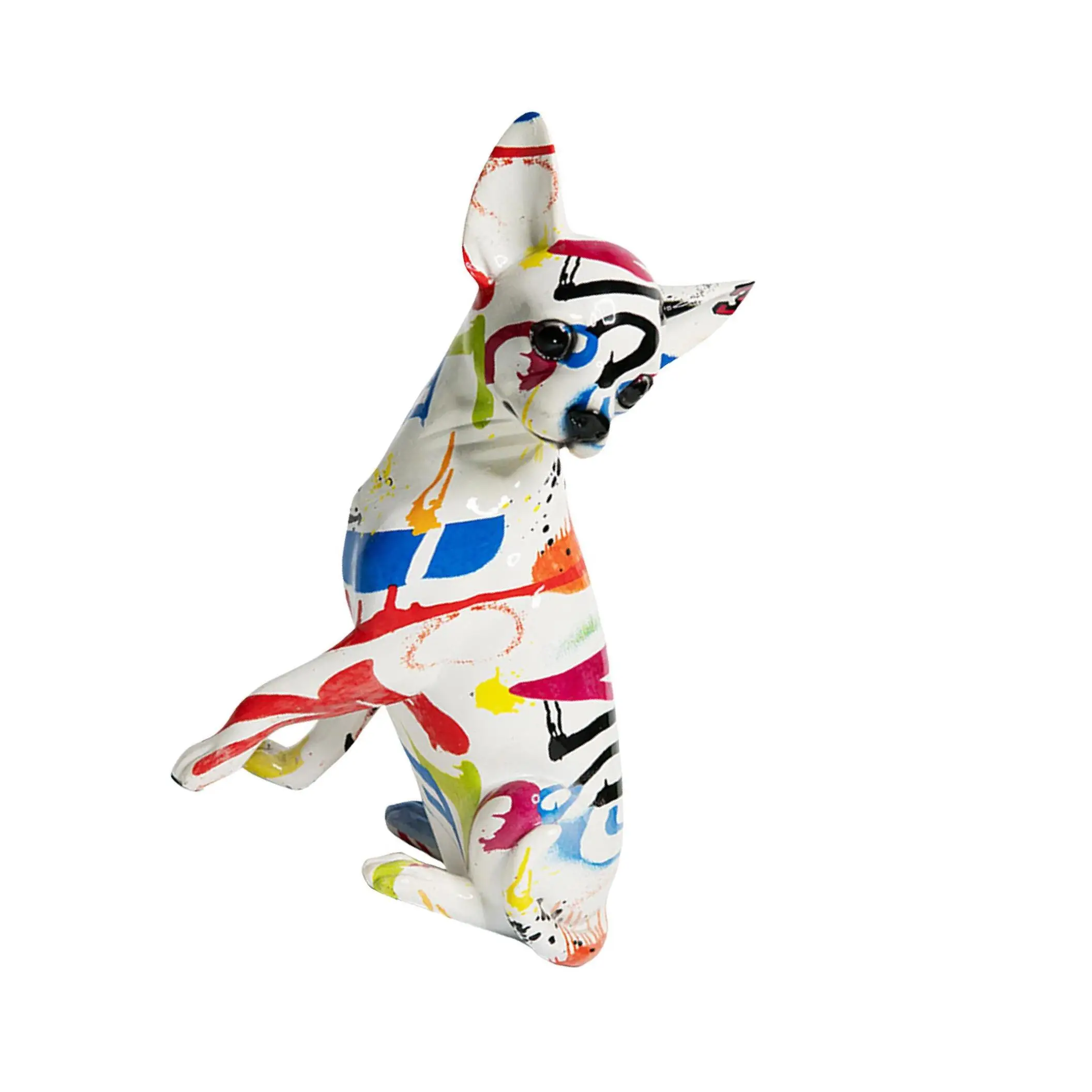 

Graffiti Chihuahua Statue Ornament Figurine for Room Home Decor Gift Colorful Spot
