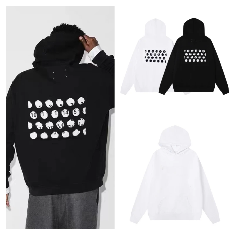 

Hollow Out Back Digital Margiela MM6 Hoodie Loose Fashion Hooded Sweatshirt Top for Men Women