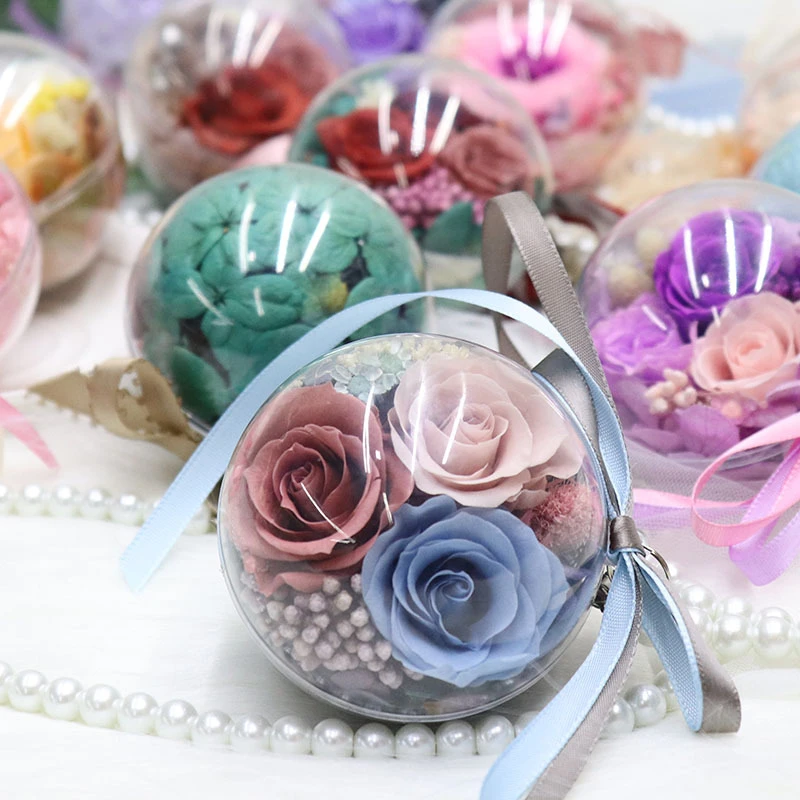 

Preserved Rose Keychain Pendant Transparent Eternal Flower Key Chain Women Car Handbag Keyring Valentines Day Birthday Gift