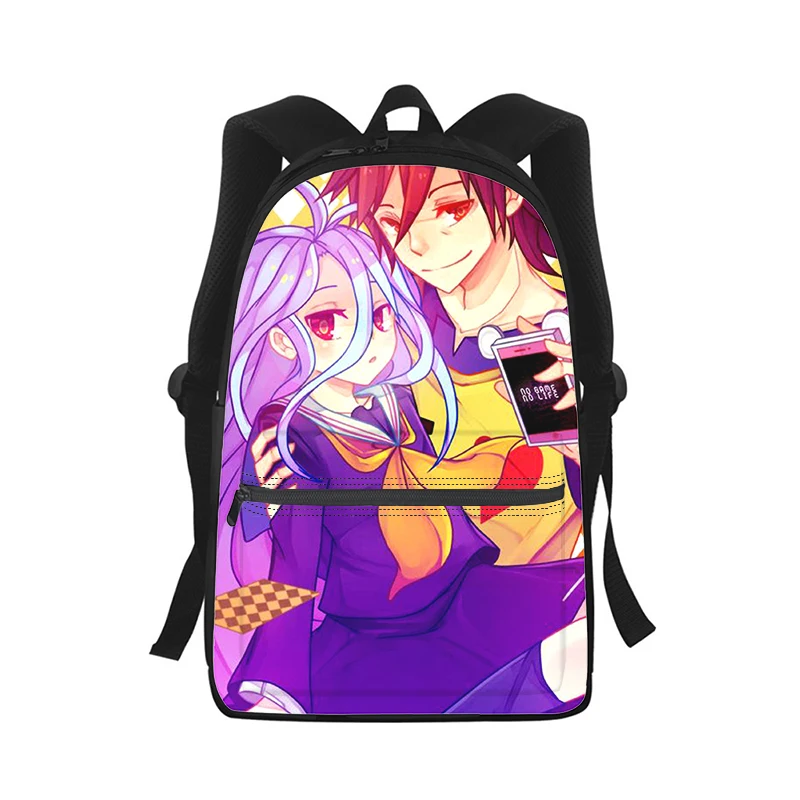 NO GAME NO LIFE Anime Men Women Backpack 3D Print Fashion Student School Bag Laptop Backpack Kids Travel Shoulder Bag